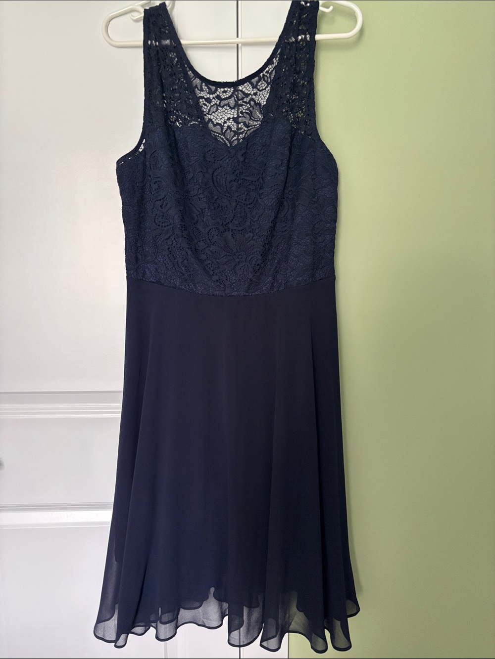 Classic Lace Bodice Navy Dress